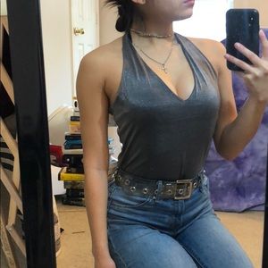 Vintage Silver Low Cut Halter Top